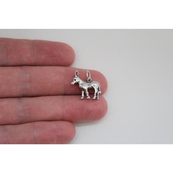 Sterling Silver Donkey Charm, Sterling Silver Oxidized Donkey Charm - Picture 1 of 4